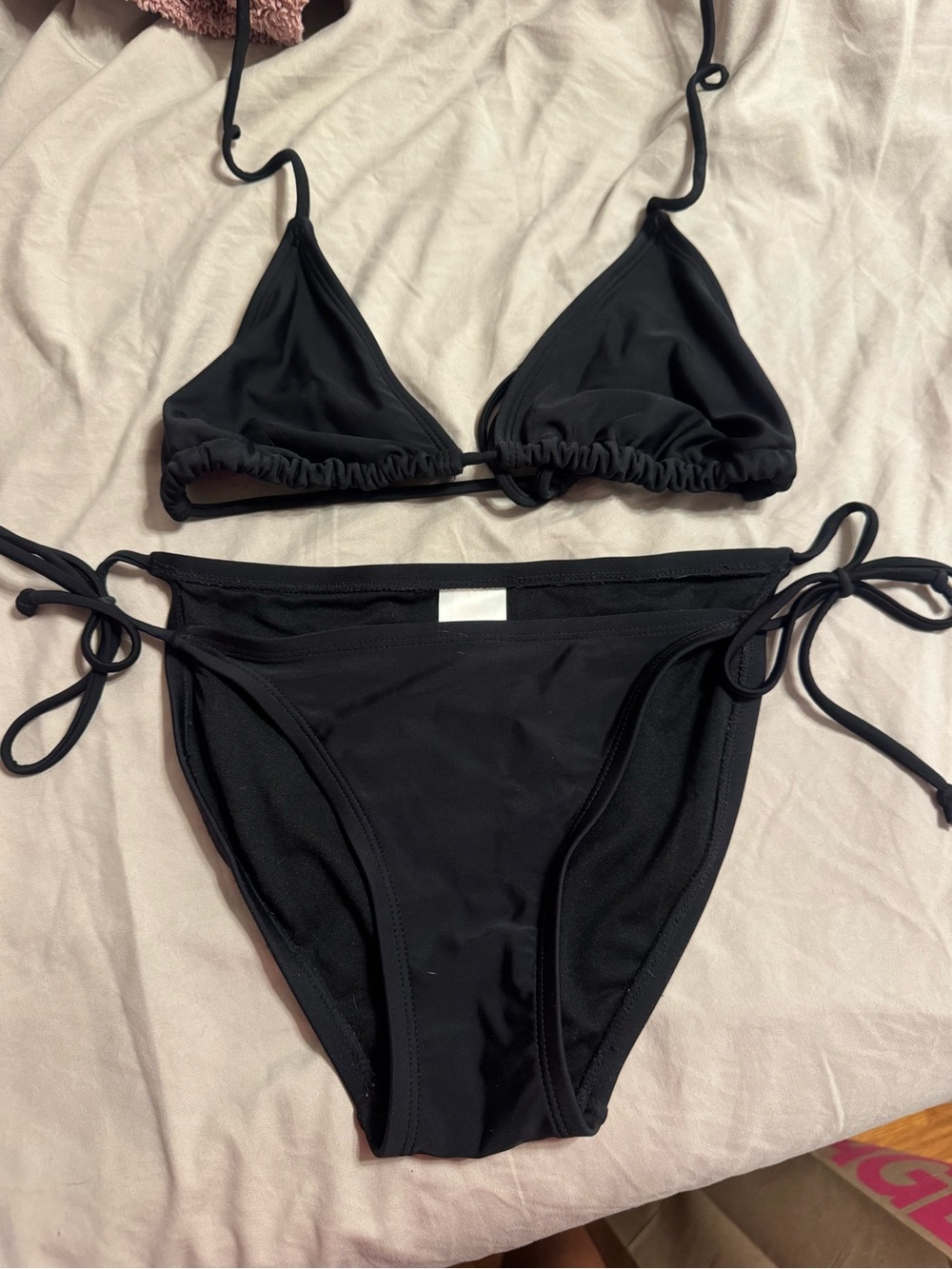 Black Triangle Tie-Side Bikini - Women Swim
